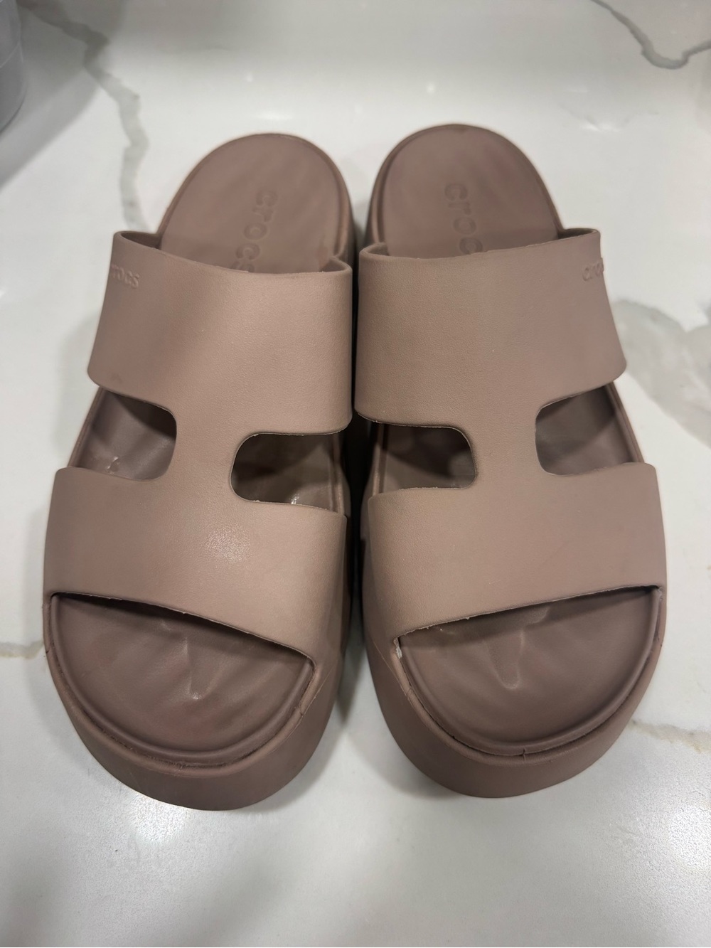 Taupe Croc Slide Sandals